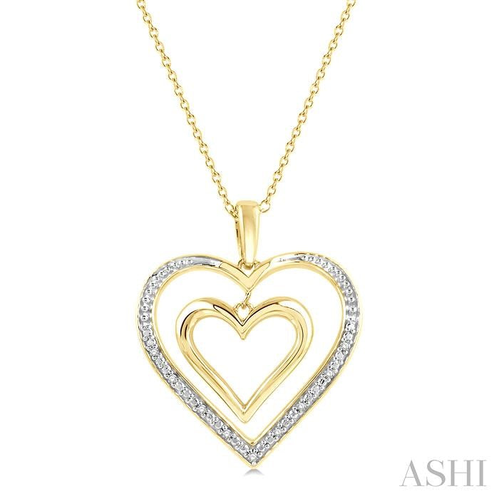 Gold Vermeil Double Heart Shape Diamond Fashion Pendant
