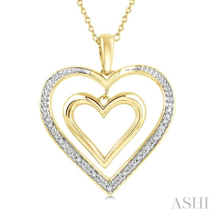 Gold Vermeil Double Heart Shape Diamond Fashion Pendant