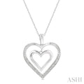 Silver Double Heart Shape Diamond Fashion Pendant