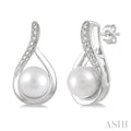 Silver Pearl Diamond Earrings