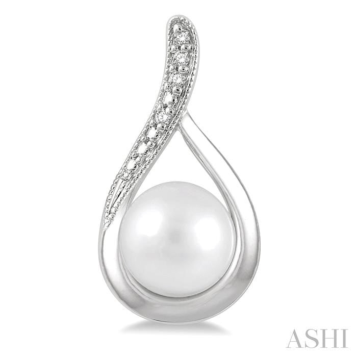 Silver Pearl Diamond Earrings