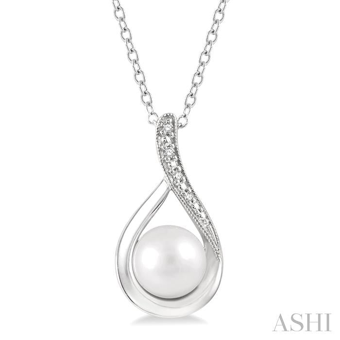 Silver Pearl Diamond Pendant
