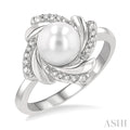Silver Pearl Swirl Diamond Ring