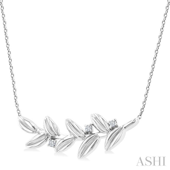 Silver Leaf Diamond Fashion Pendant