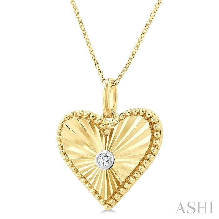 Gold Vermeil Heart Shape Fluted Medallion Diamond Pendant