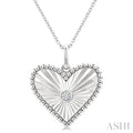 Silver Heart Shape Fluted Medallion Diamond Pendant