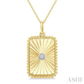 Gold Vermeil Rectangular Shape Fluted Medallion Diamond Pendant
