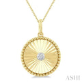 Gold Vermeil Round Shape Fluted Medallion Diamond Pendant