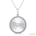 Silver Circle Shape Fluted Medallion Diamond Pendant