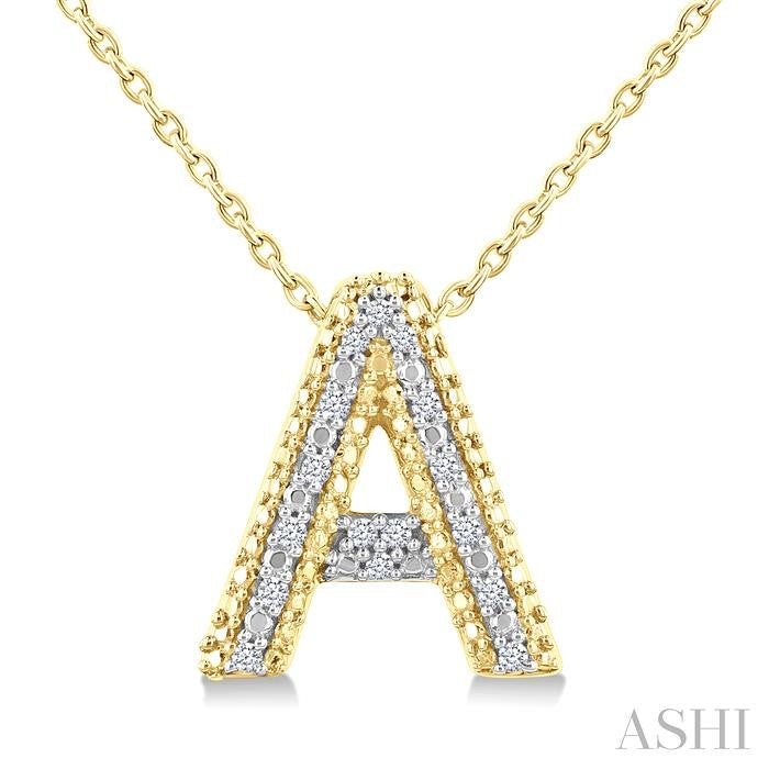 Gold Vermeil Bubble 'A' Initial Diamond Pendant