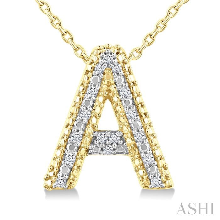 Gold Vermeil Bubble 'A' Initial Diamond Pendant