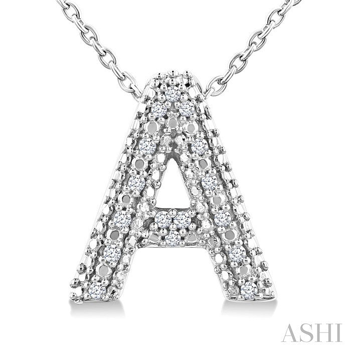 Silver Bubble 'A' Initial Diamond Pendant