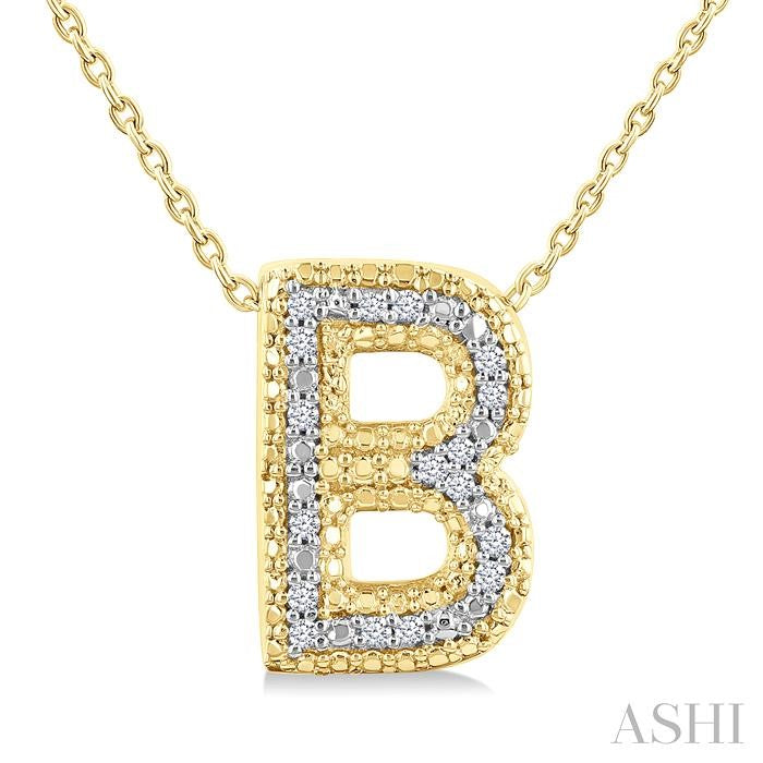Gold Vermeil Bubble 'B' Initial Diamond Pendant