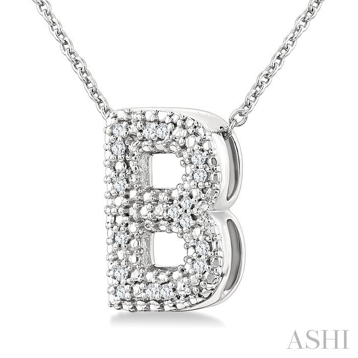 Silver Bubble 'B' Initial Diamond Pendant