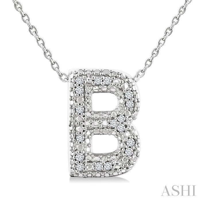 Silver Bubble 'B' Initial Diamond Pendant