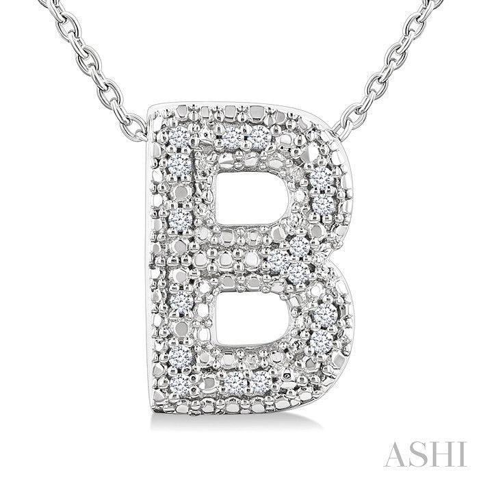 Silver Bubble 'B' Initial Diamond Pendant