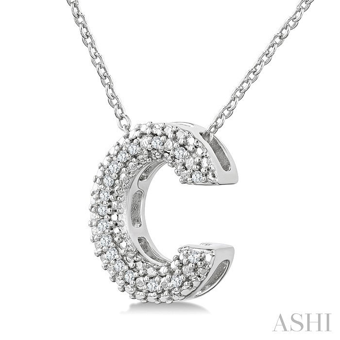 Silver Bubble 'C' Initial Diamond Pendant
