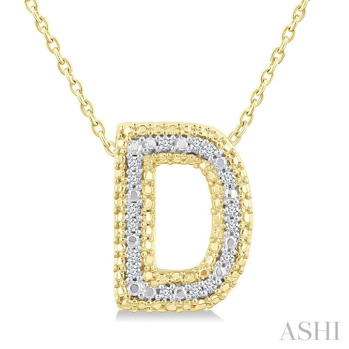 Gold Vermeil Bubble 'D' Initial Diamond Pendant