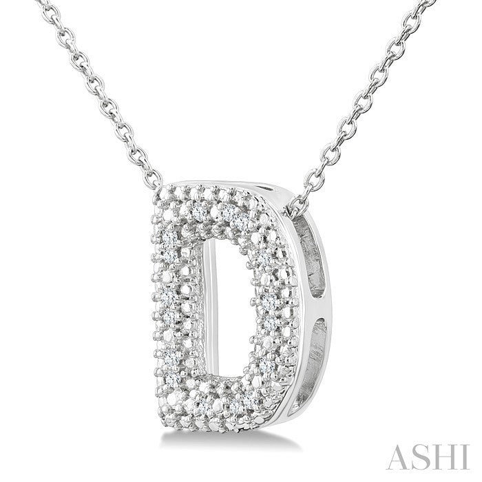 Silver Bubble 'D' Initial Diamond Pendant