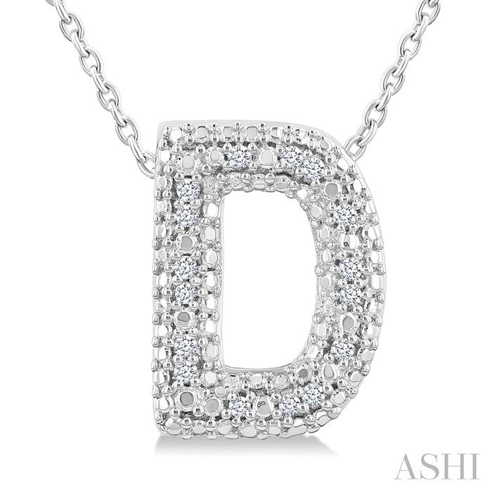 Silver Bubble 'D' Initial Diamond Pendant