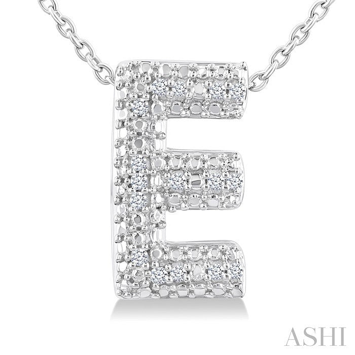 Silver Bubble 'E' Initial Diamond Pendant