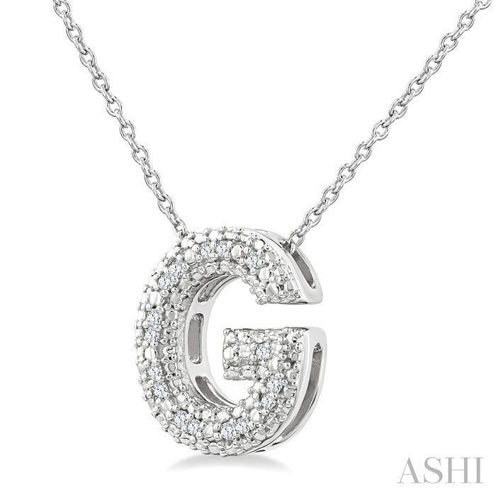 Silver Bubble 'G' Initial Diamond Pendant