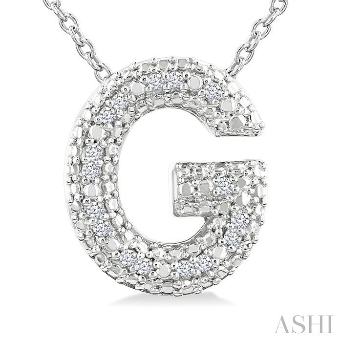Silver Bubble 'G' Initial Diamond Pendant