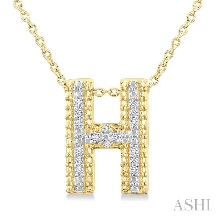 Gold Vermeil Bubble 'H' Initial Diamond Pendant