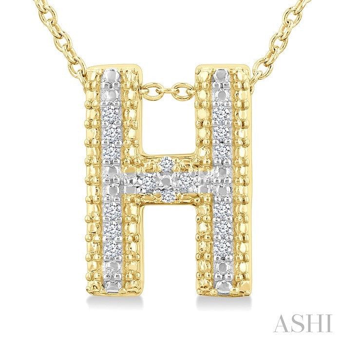 Gold Vermeil Bubble 'H' Initial Diamond Pendant