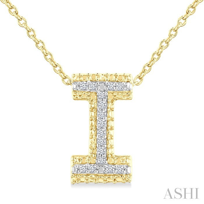 Gold Vermeil Bubble 'I' Initial Diamond Pendant