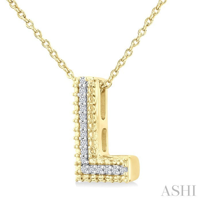 Gold Vermeil Bubble 'L' Initial Diamond Pendant