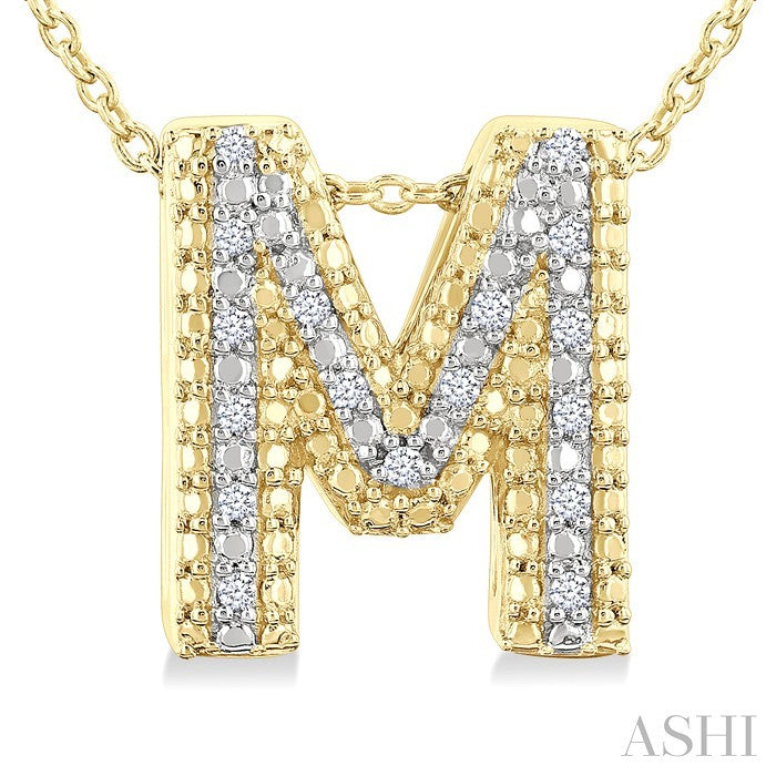 Gold Vermeil Bubble 'M' Initial Diamond Pendant