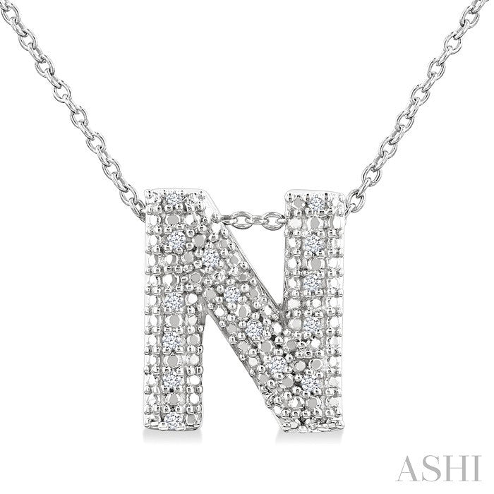 Silver Bubble 'N' Initial Diamond Pendant