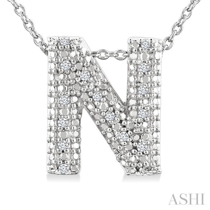 Silver Bubble 'N' Initial Diamond Pendant