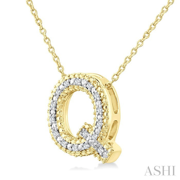 Gold Vermeil Bubble 'Q' Initial Diamond Pendant