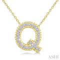 Gold Vermeil Bubble 'Q' Initial Diamond Pendant