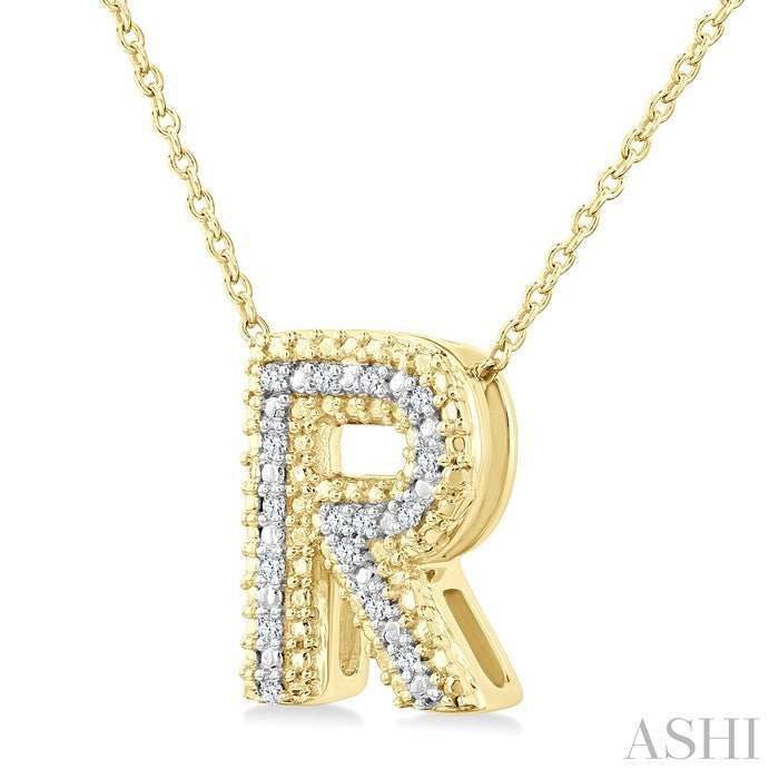 Gold Vermeil Bubble 'R' Initial Diamond Pendant