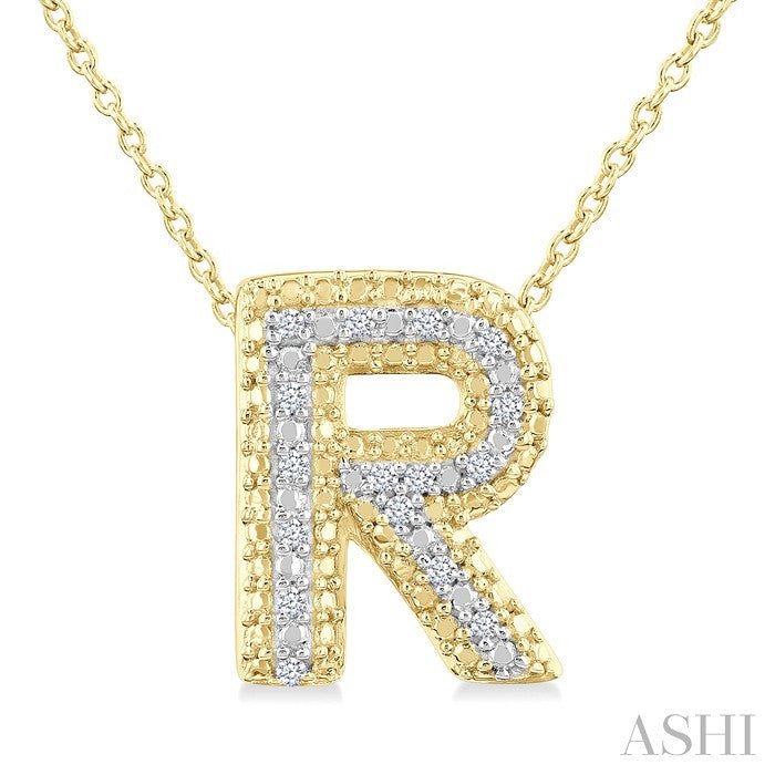 Gold Vermeil Bubble 'R' Initial Diamond Pendant