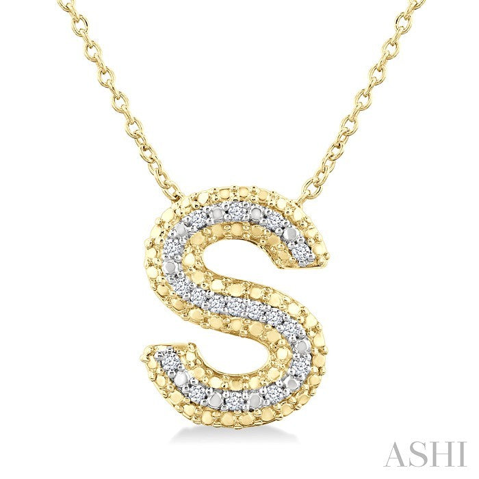 Gold Vermeil Bubble 'S' Initial Diamond Pendant