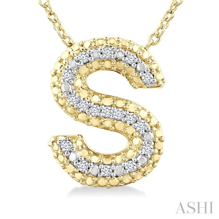 Gold Vermeil Bubble 'S' Initial Diamond Pendant