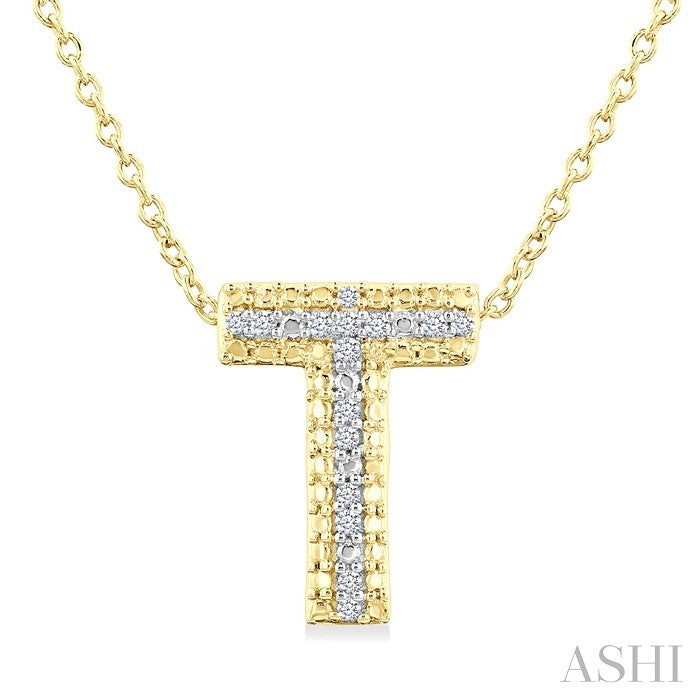 Gold Vermeil Bubble 'T' Initial Diamond Pendant