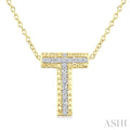Gold Vermeil Bubble 'T' Initial Diamond Pendant