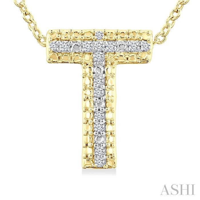 Gold Vermeil Bubble 'T' Initial Diamond Pendant
