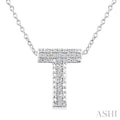 Silver Bubble 'T' Initial Diamond Pendant