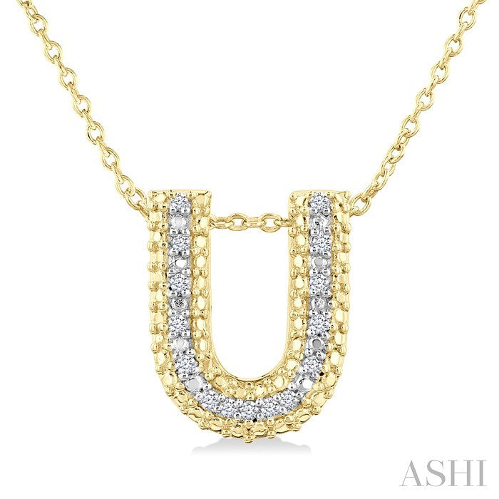 Gold Vermeil Bubble 'U' Initial Diamond Pendant