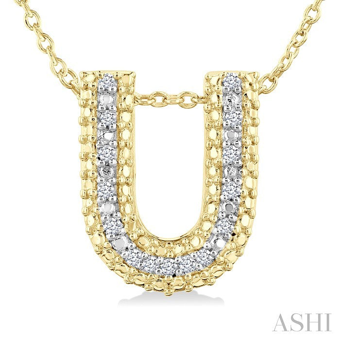 Gold Vermeil Bubble 'U' Initial Diamond Pendant