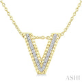 Gold Vermeil Bubble 'V' Initial Diamond Pendant