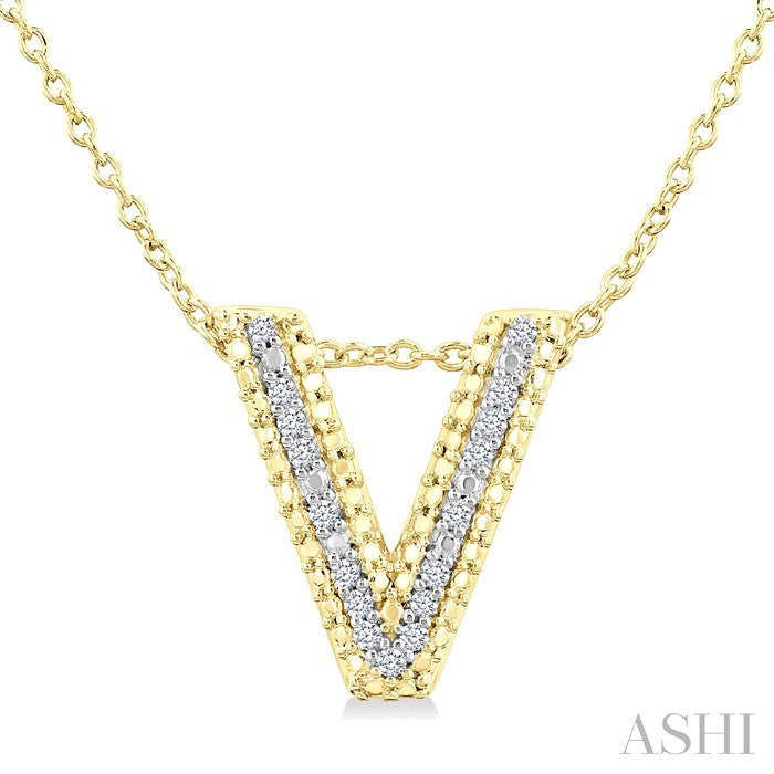 Gold Vermeil Bubble 'V' Initial Diamond Pendant