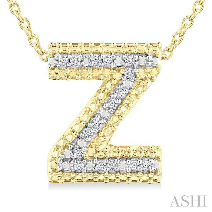 Gold Vermeil Bubble 'Z' Initial Diamond Pendant