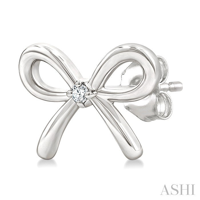 Silver Bow Diamond Fashion Earrings